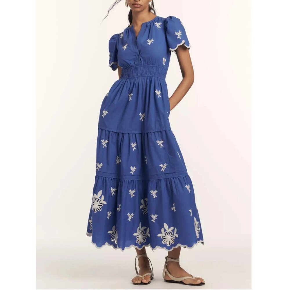Anthropologie The Somerset Blue Maxi Dress: Eyelet Edition Blue XS